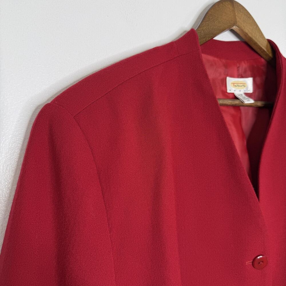 Talbots Blazer Womens 24W Red Wool Long Four Button Lined Jacket Plus Career